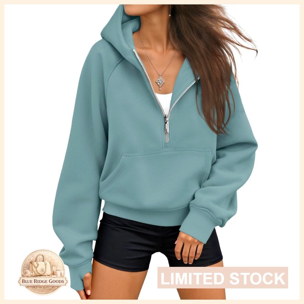 Oversized Fleece Hoodie Y2K Zip Up Sweatshirt Cropped Casual Workout Chic